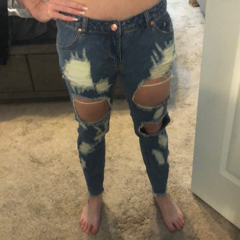 Distressed boutique jeans